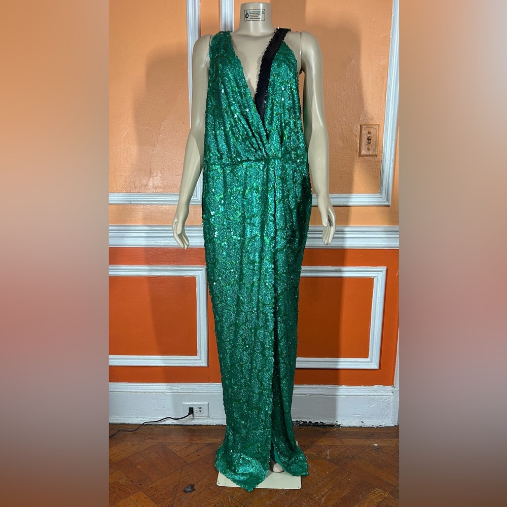 Ozgur Masur Women's Sequined Wrap Column Gown